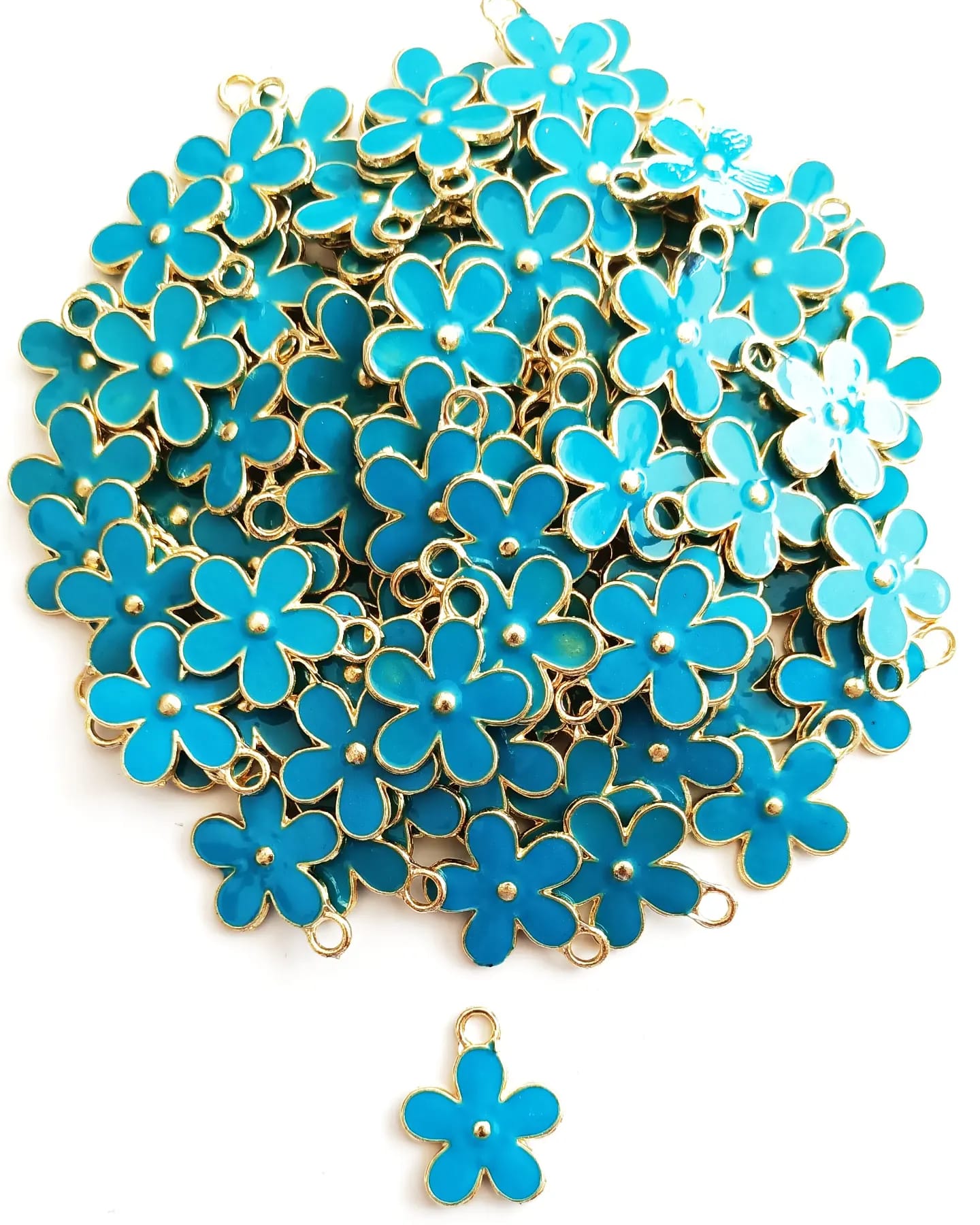 Mavi Mineli Çiçek Kolye Ucu