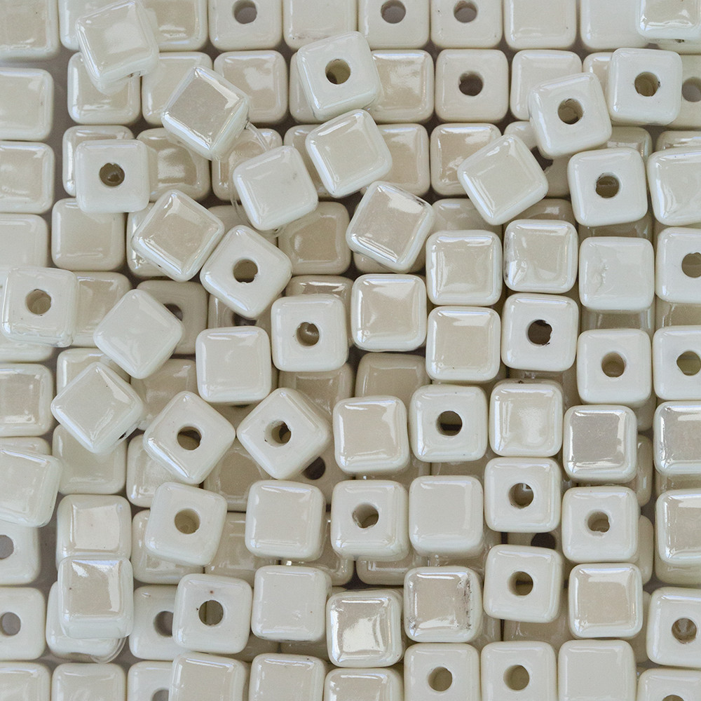 Beyaz Küp Seramik Boncuk Scb0008