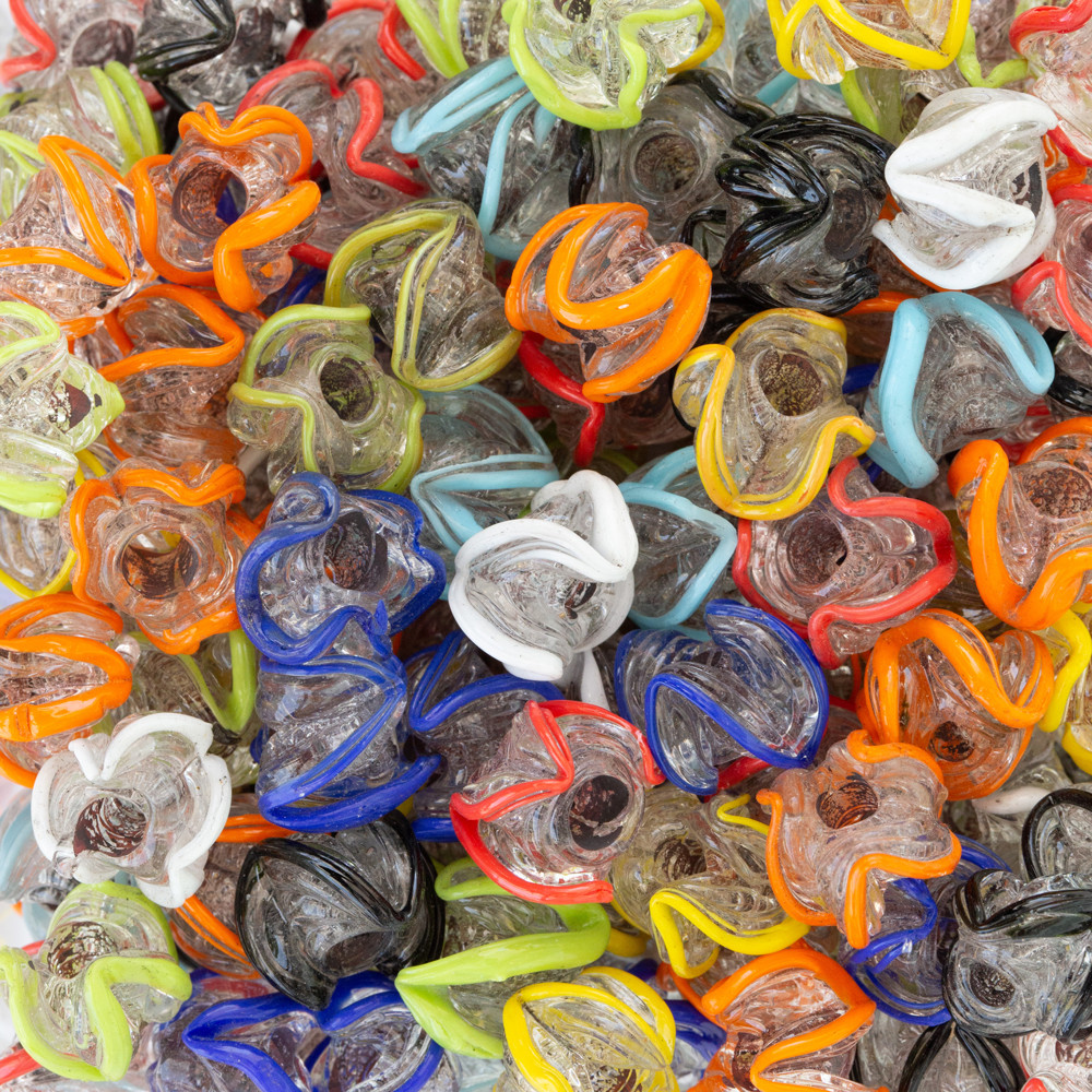 Siyah Zigzag Şeffaf Cam Boncuk Scb0031