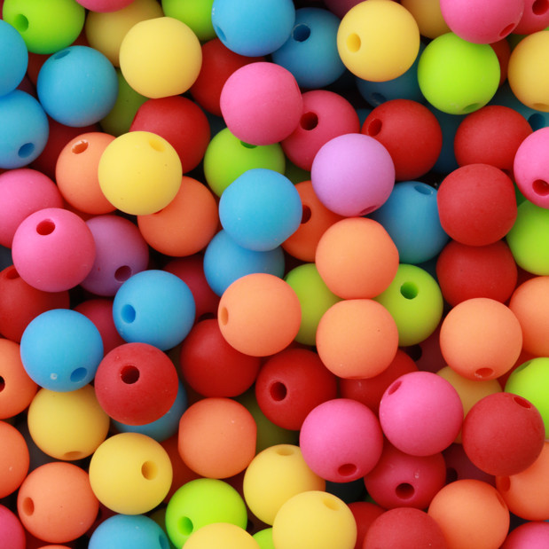  6 mm Plastik Mix Yuvarlak Boncuk Pb003