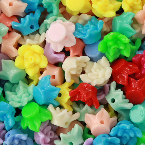  1cm Mix Gül Plastik Boncuk Pb021