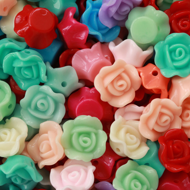  1,5cm Mix Gül Plastik Boncuk Pb020