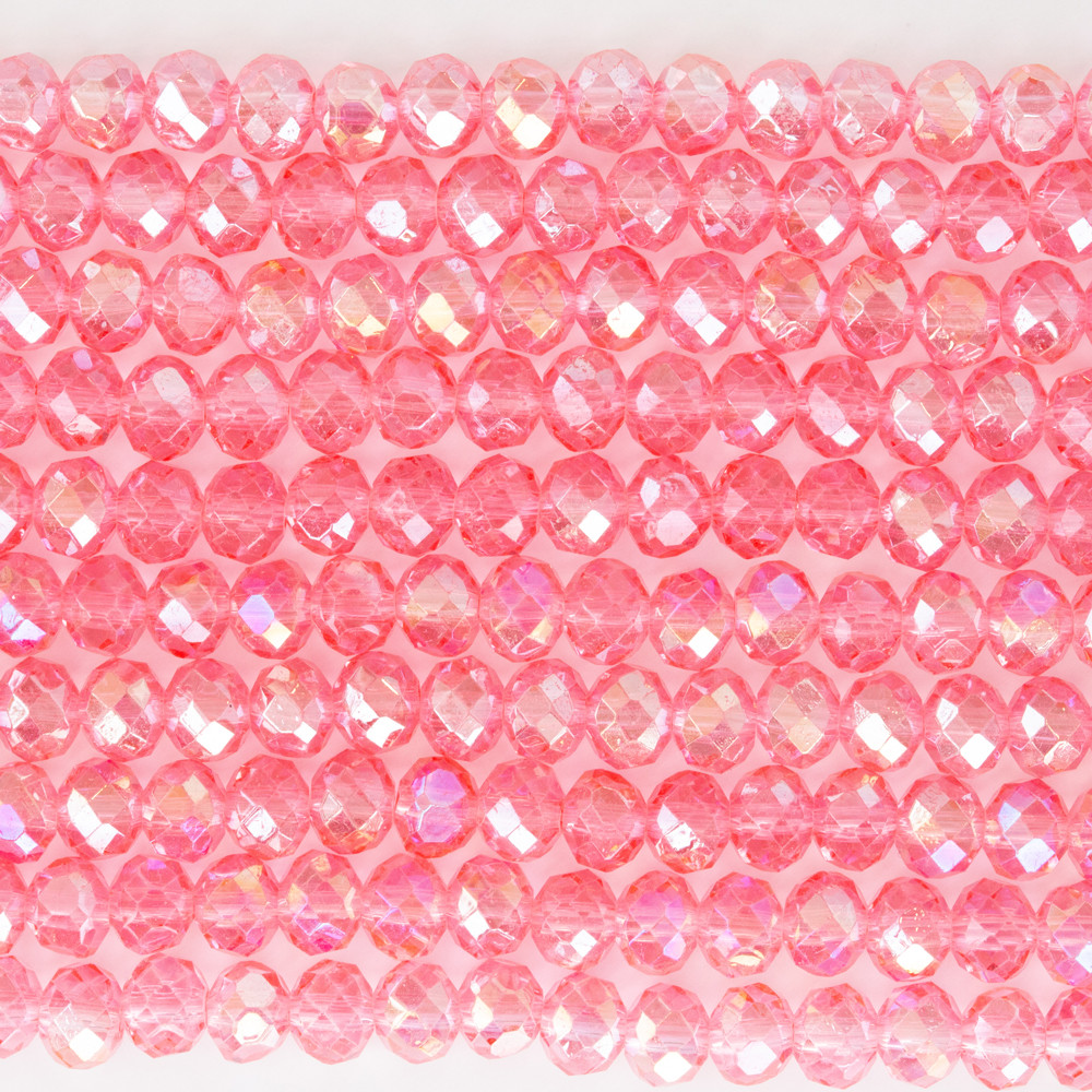 Şeffaf Pembe 6mm Kristal Boncuklar Krs0193