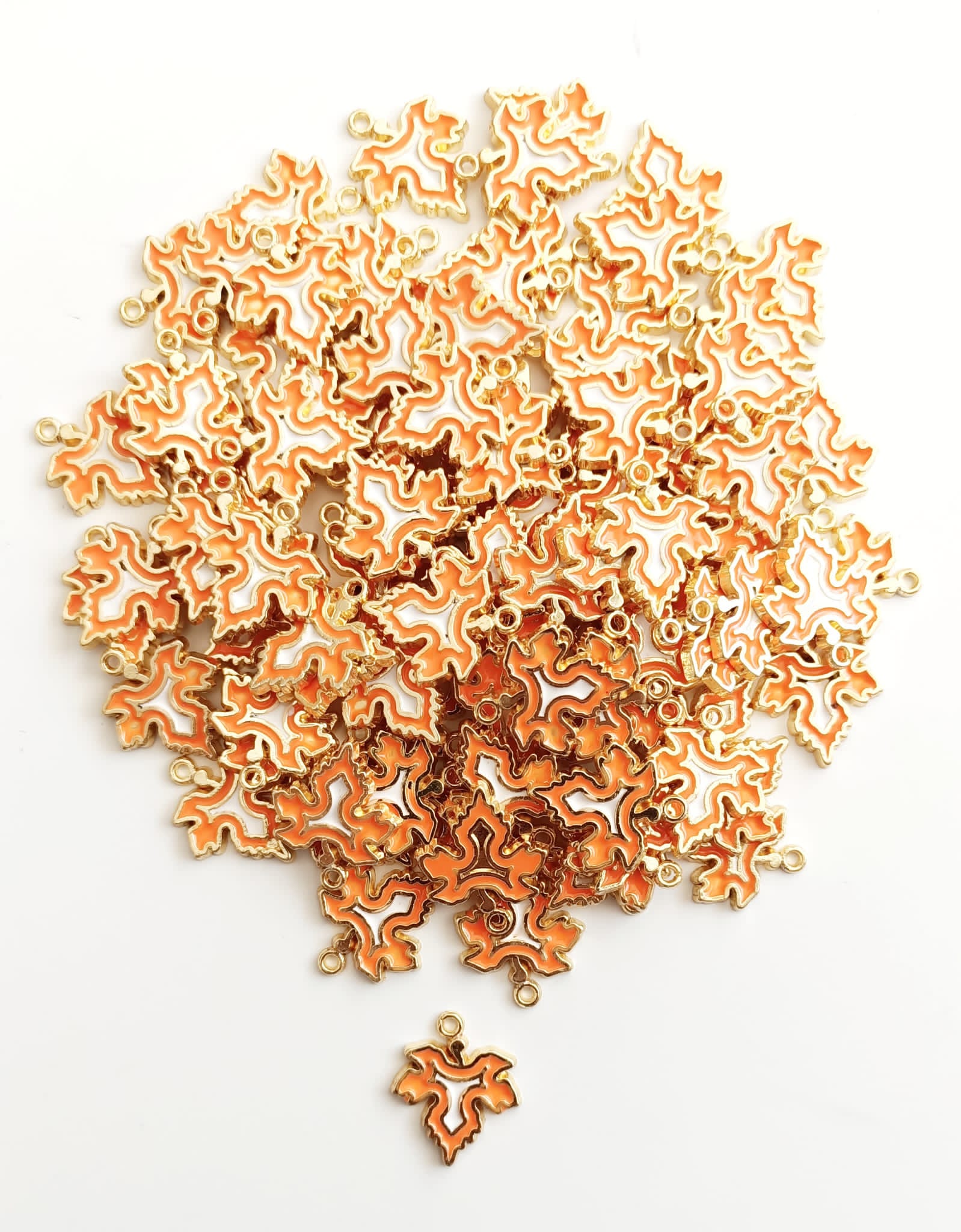 Turuncu Mineli Yaprak Kolye Ucu