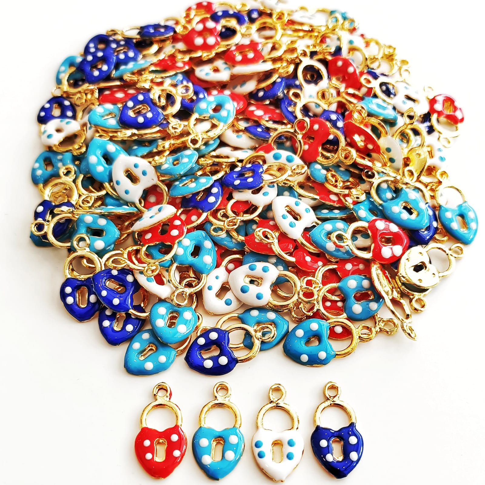  Altın Kaplama Mineli Kalp Kilit Takı Ucu