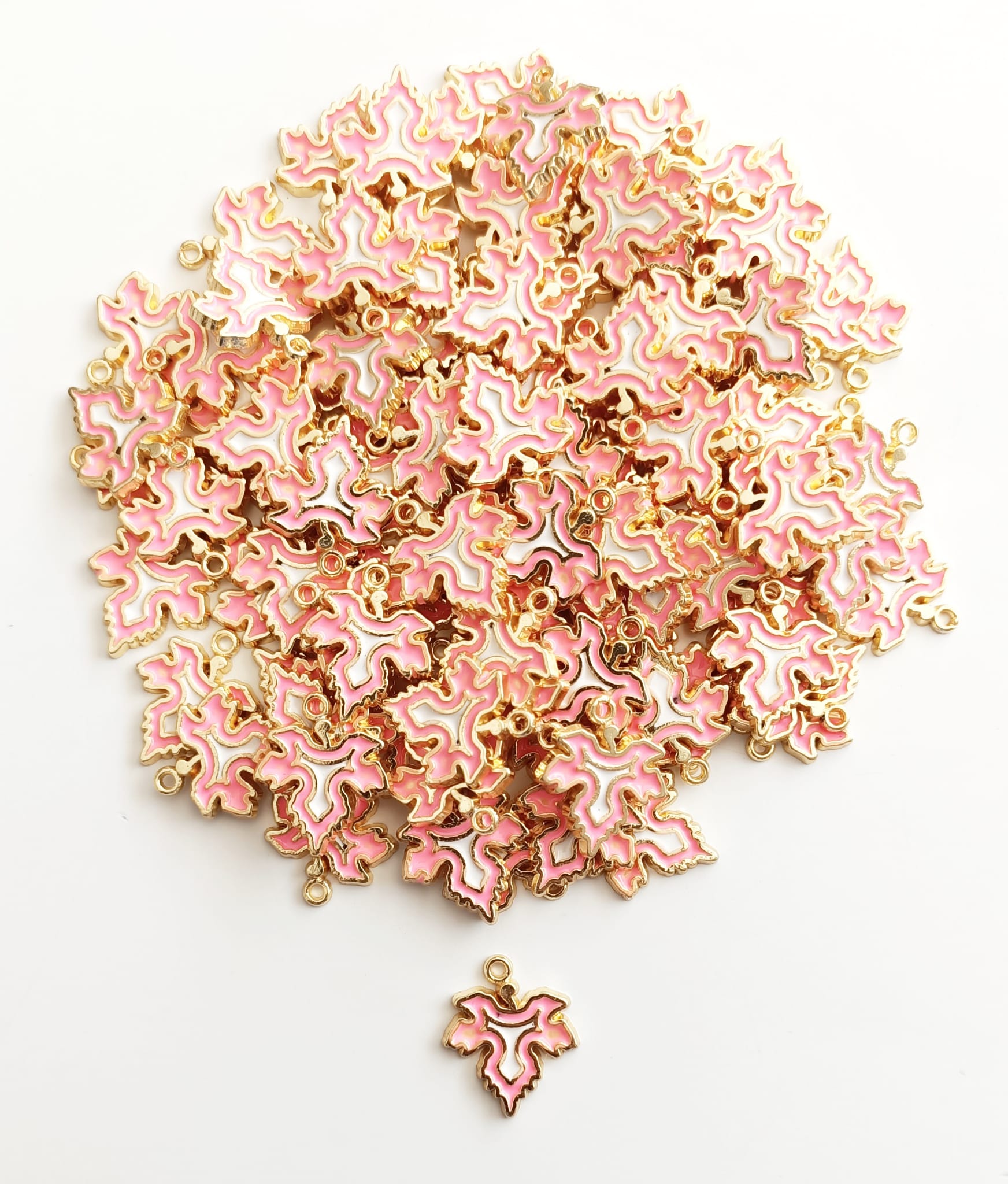 Pembe Mineli Yaprak Kolye Ucu