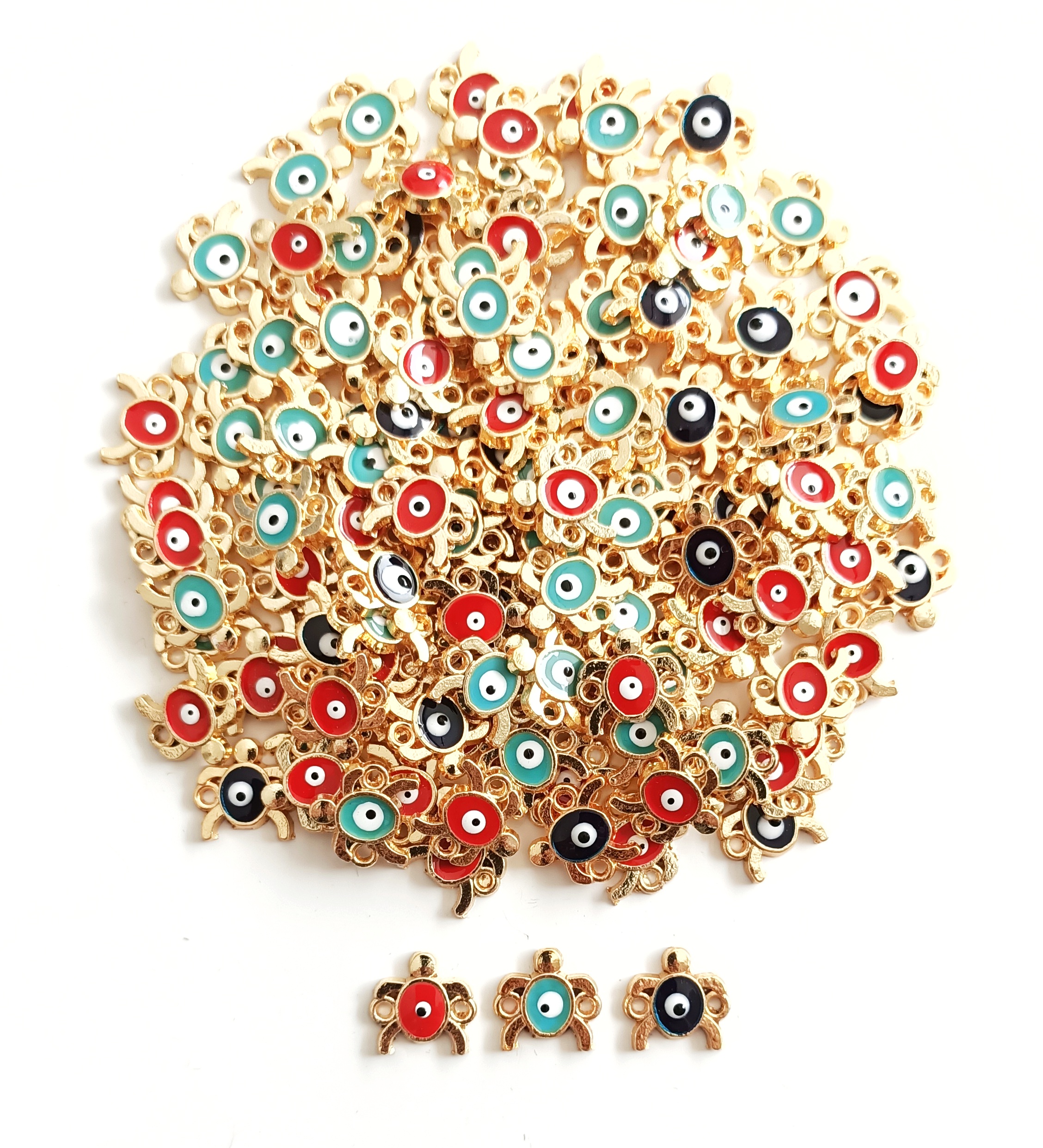 Gold Mineli Çift Kulp Kaplumbağa Takı Ucu