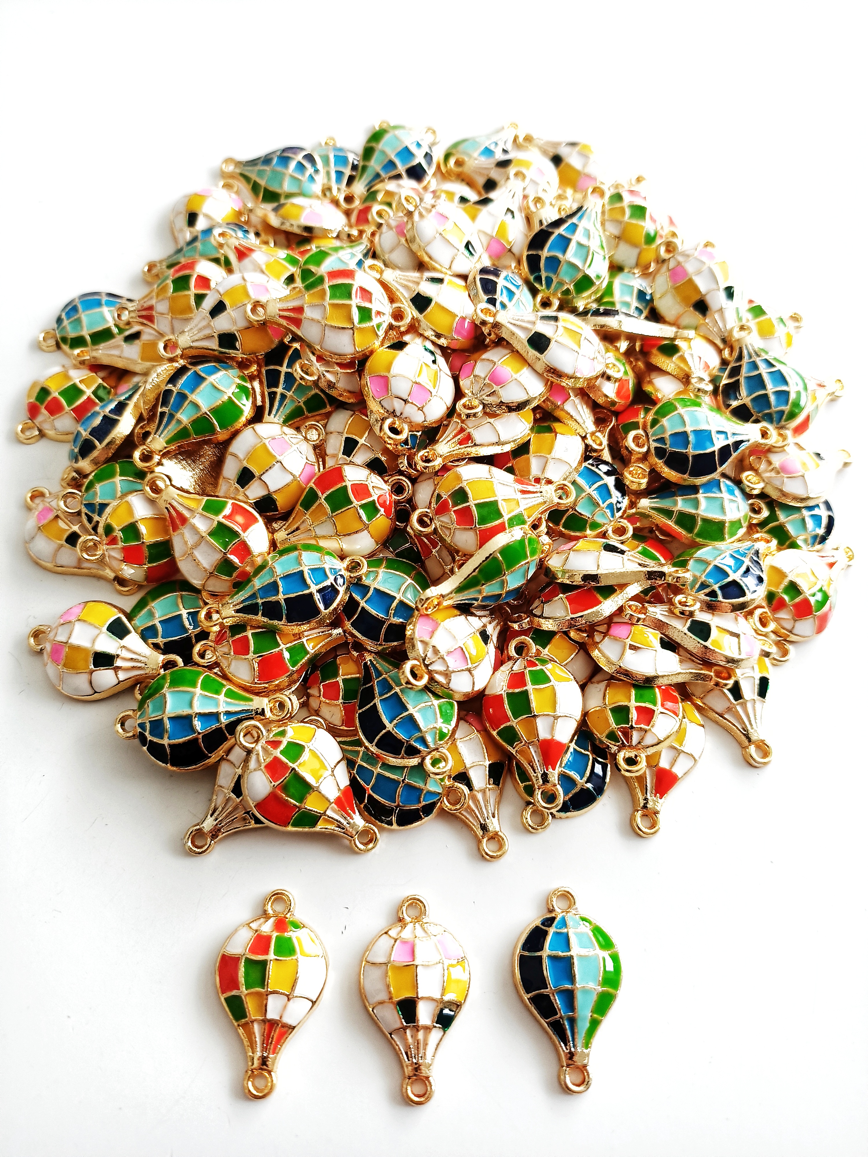 Gold Çift Kulp Mineli Balon Takı Ucu