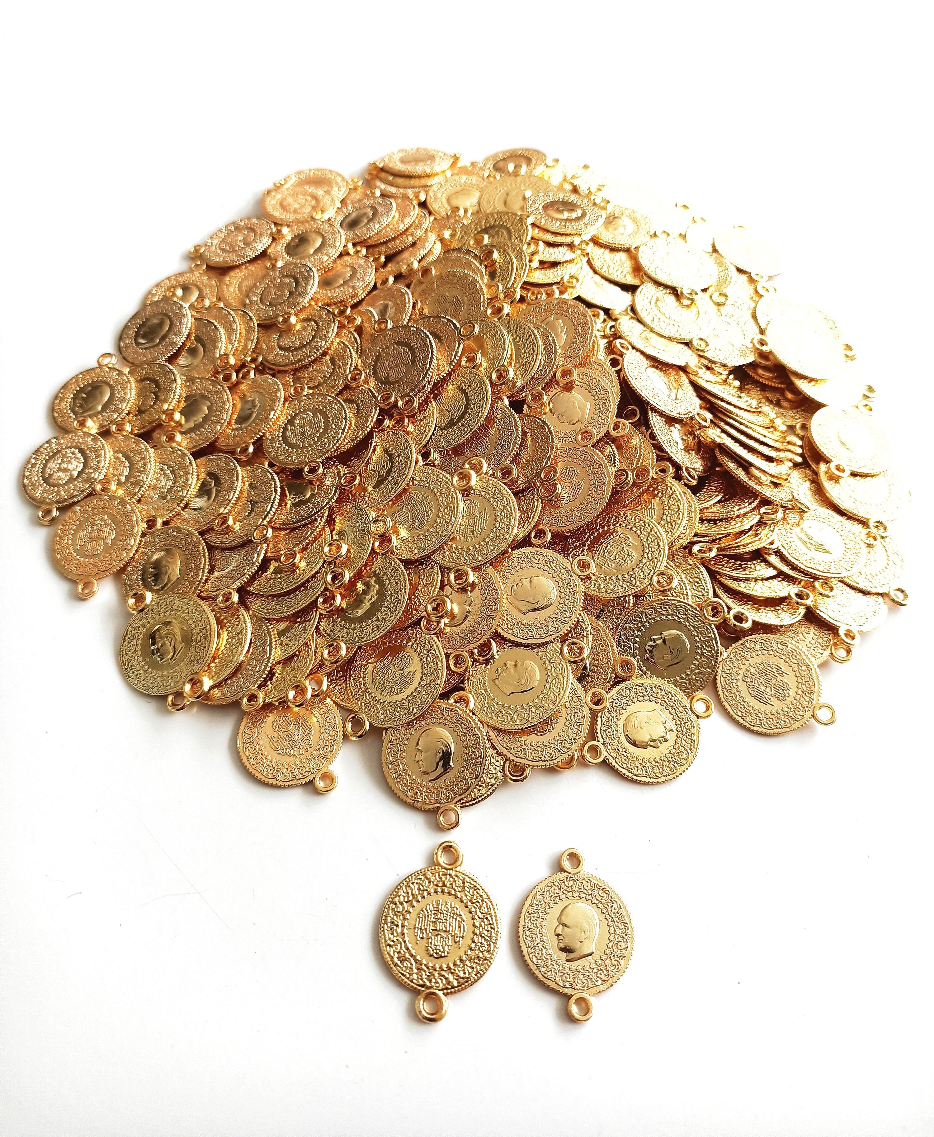 Gold Çift Kulp Çeyrek Altın Takı Ucu