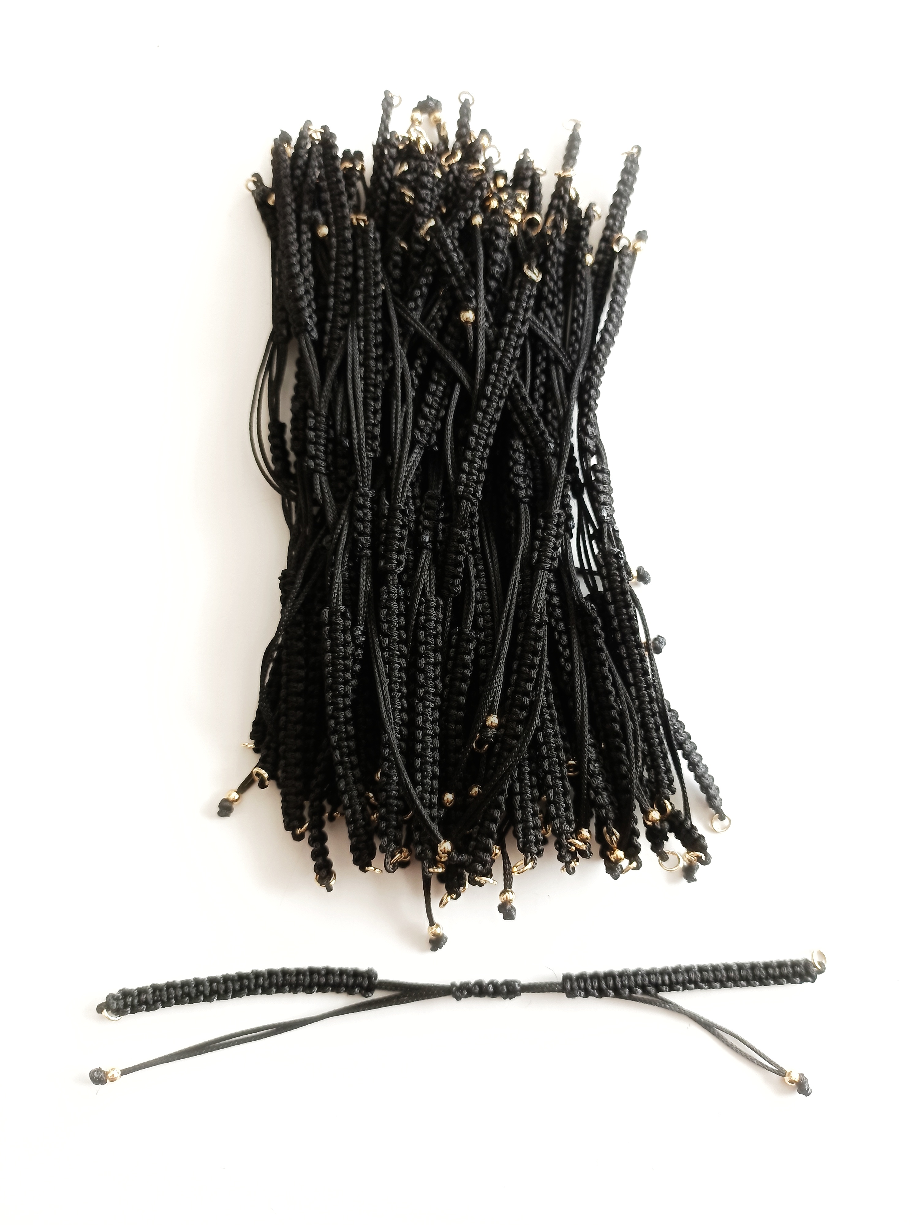 Hazır Asansörlü Makrome Örgü Bileklik İpi Siyah