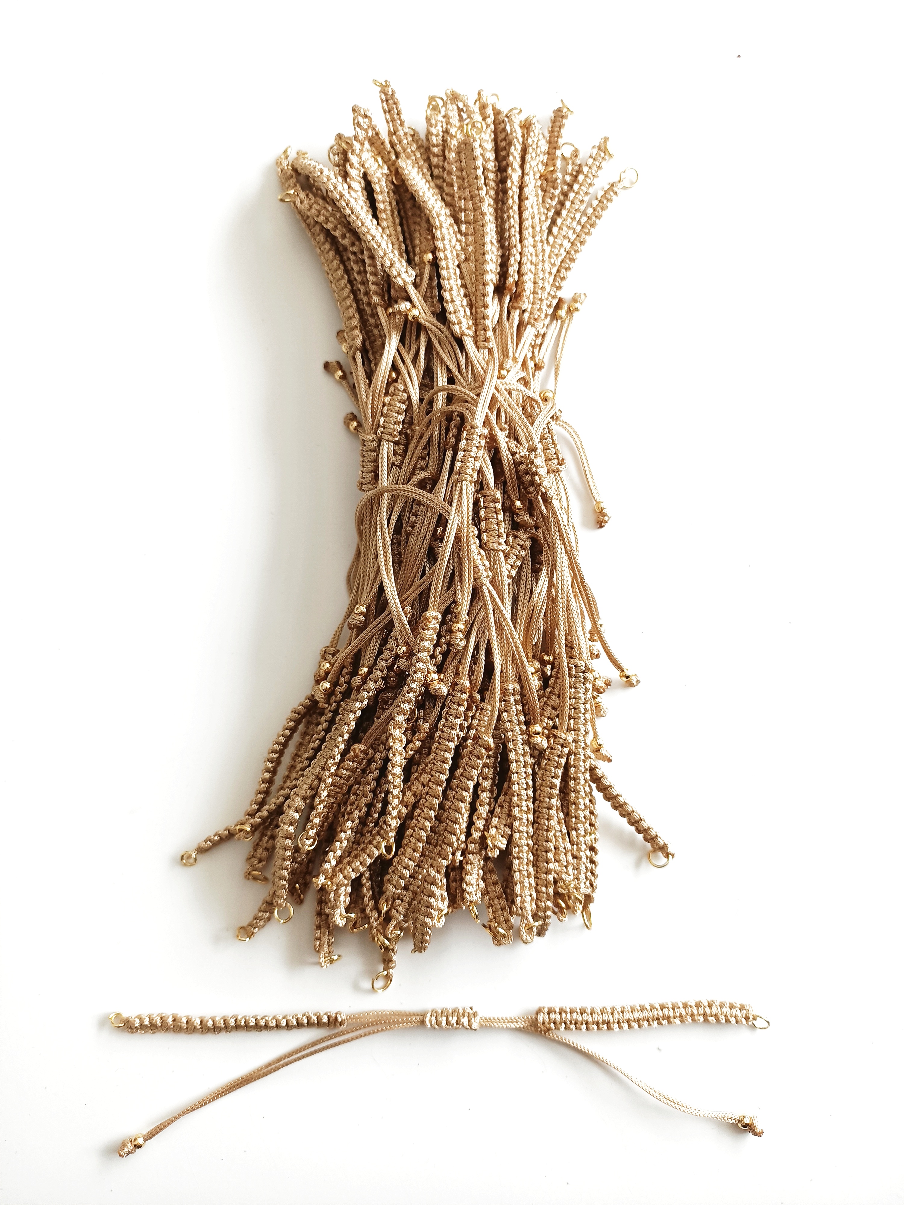 Hazır Asansörlü Makrome Örgü Bileklik İpi Cappuccino