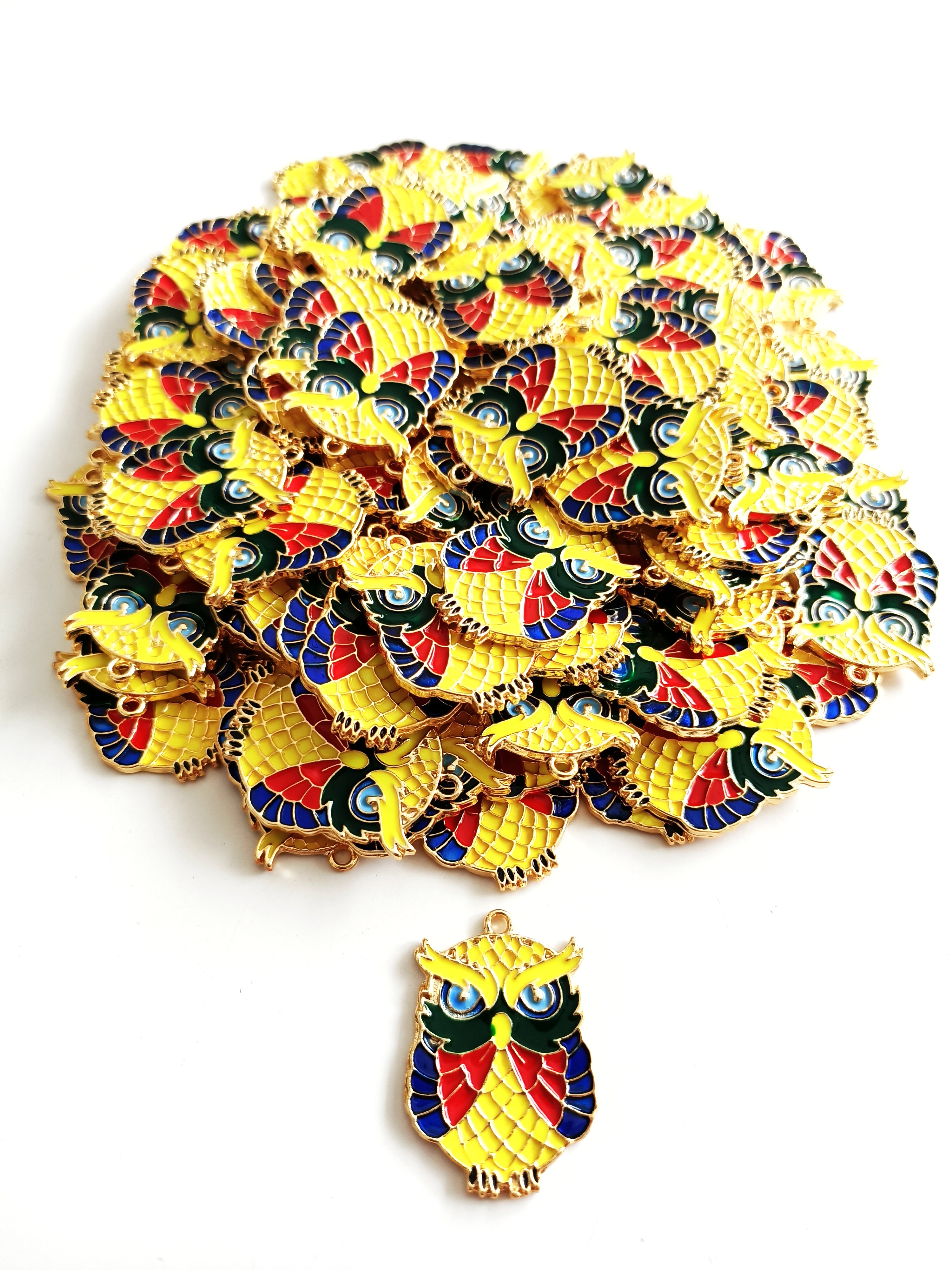 Gold Mineli Renkli Baykuş Takı Ucu