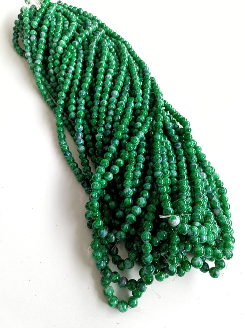 Desenli Yeşil 8mm. Dizi Cam Boncık