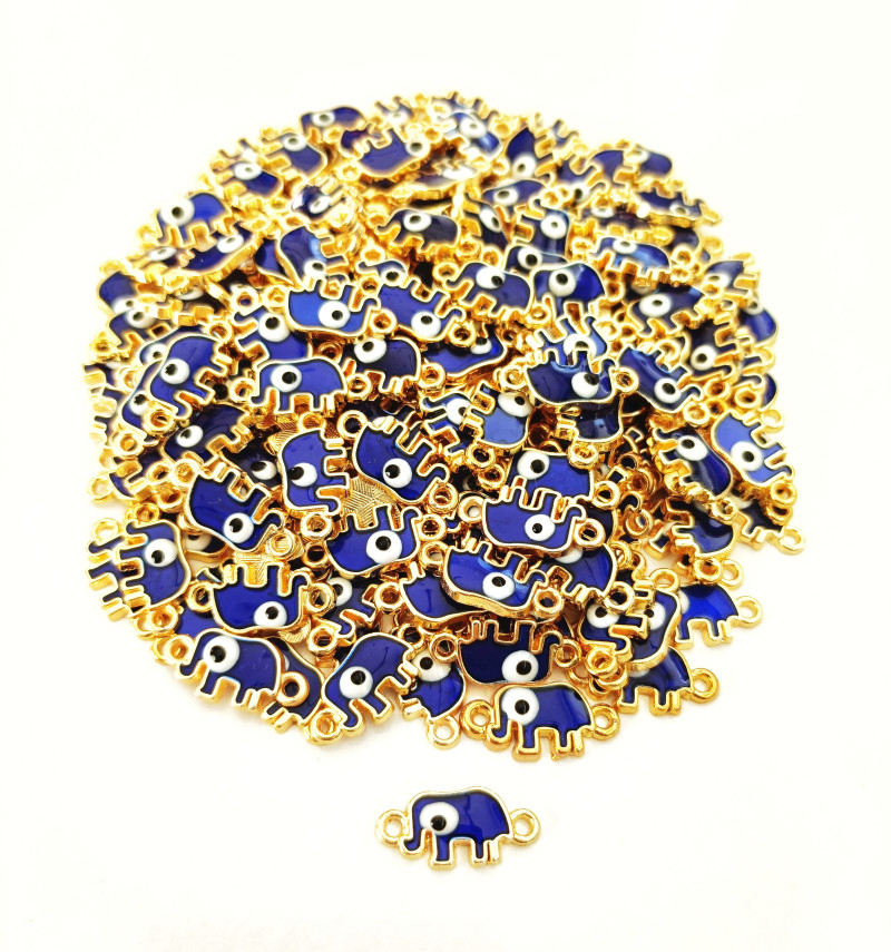 Gold Mineli Çift Kulp Mini Fil Takı Uçları