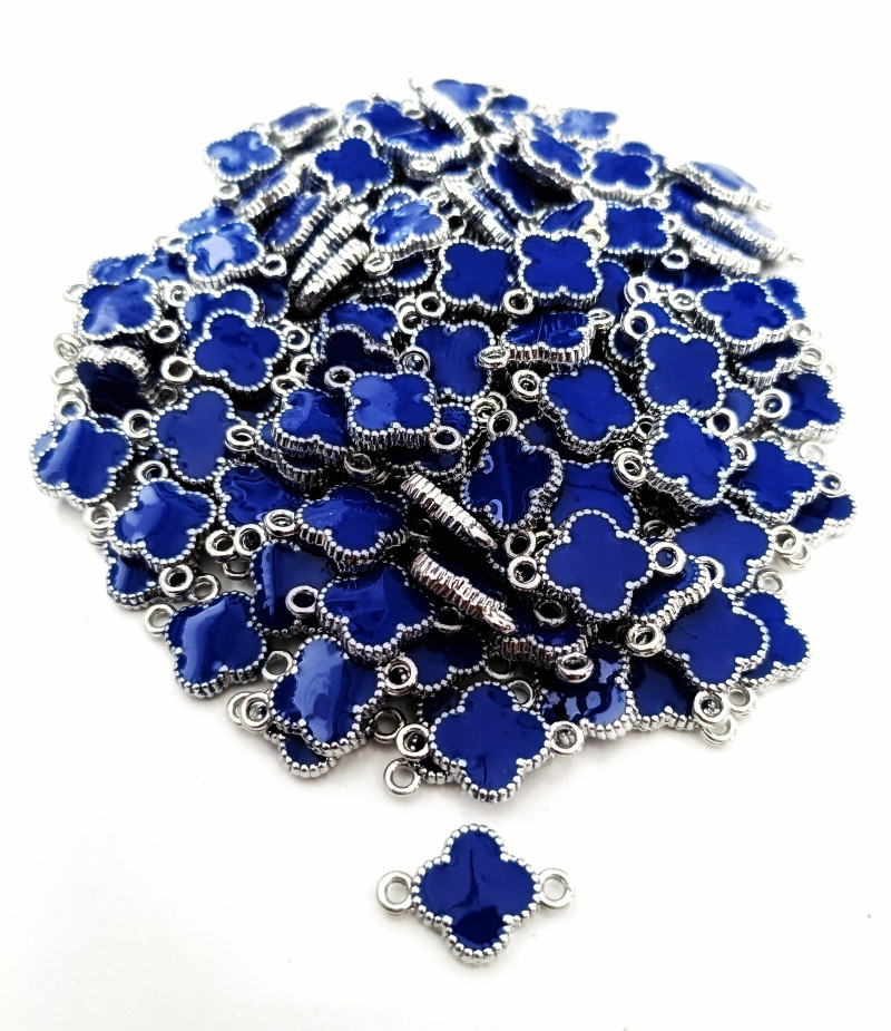 Silver Mineli Çift Kulp Lacivert Yonca Takı Uçları