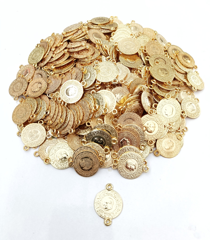 Gold Çift Kulp Çeyrek Lira Takı Uçları