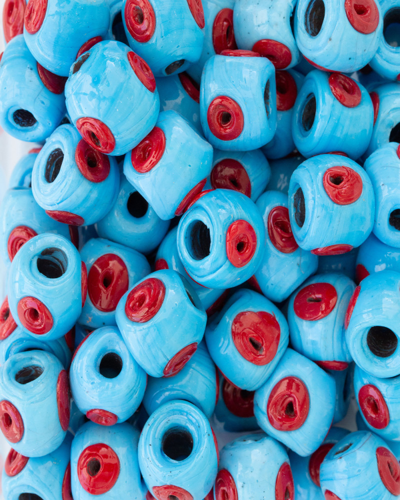 Benekli Kırmızı Cam Boncuk Scb0025