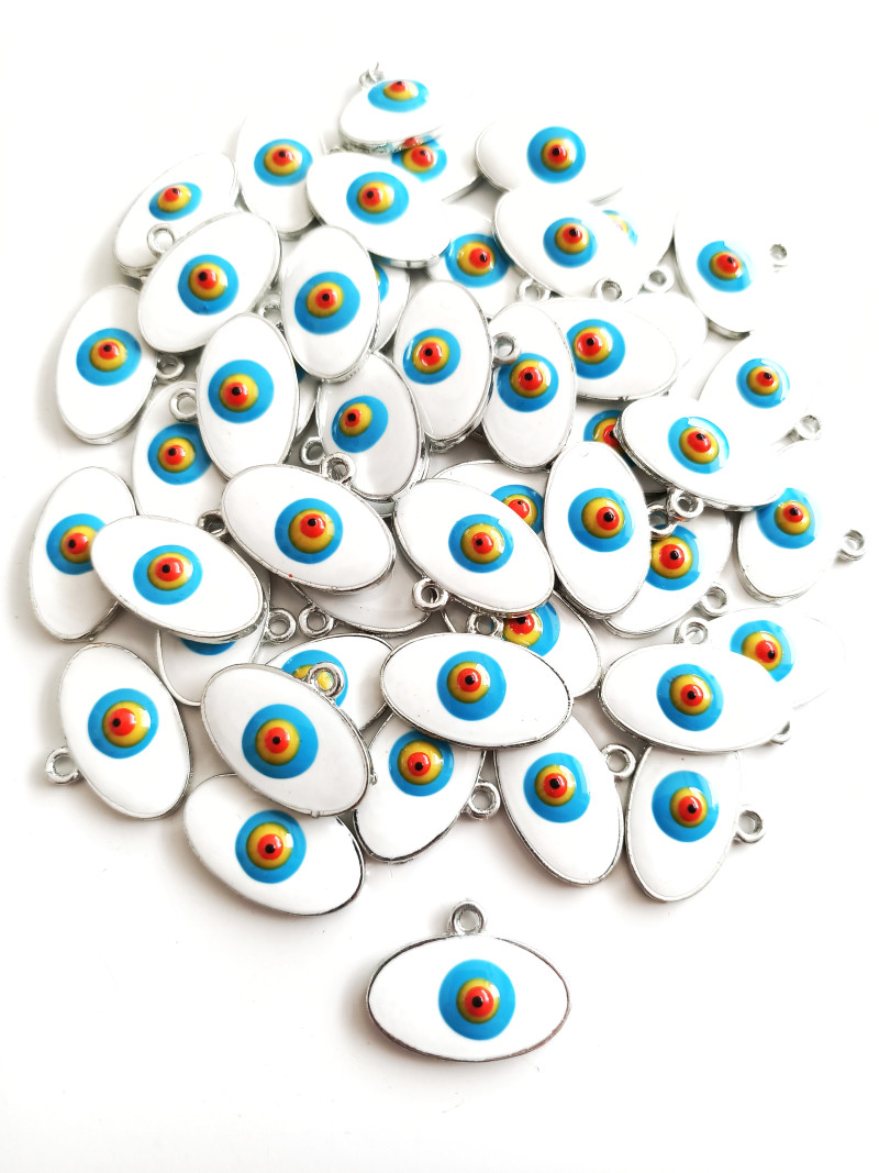 Gümüş Kasa Beyaz Nazar Takı Ucu