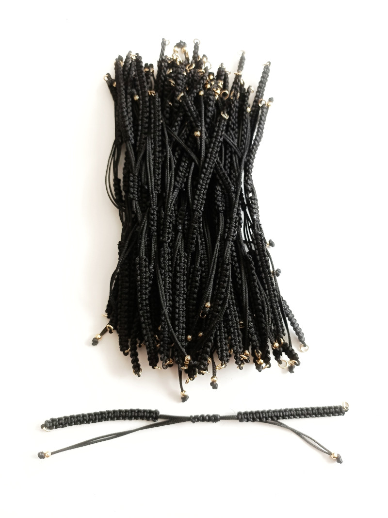 Hazır Asansörlü Makrome Örgü Bileklik İpi Siyah