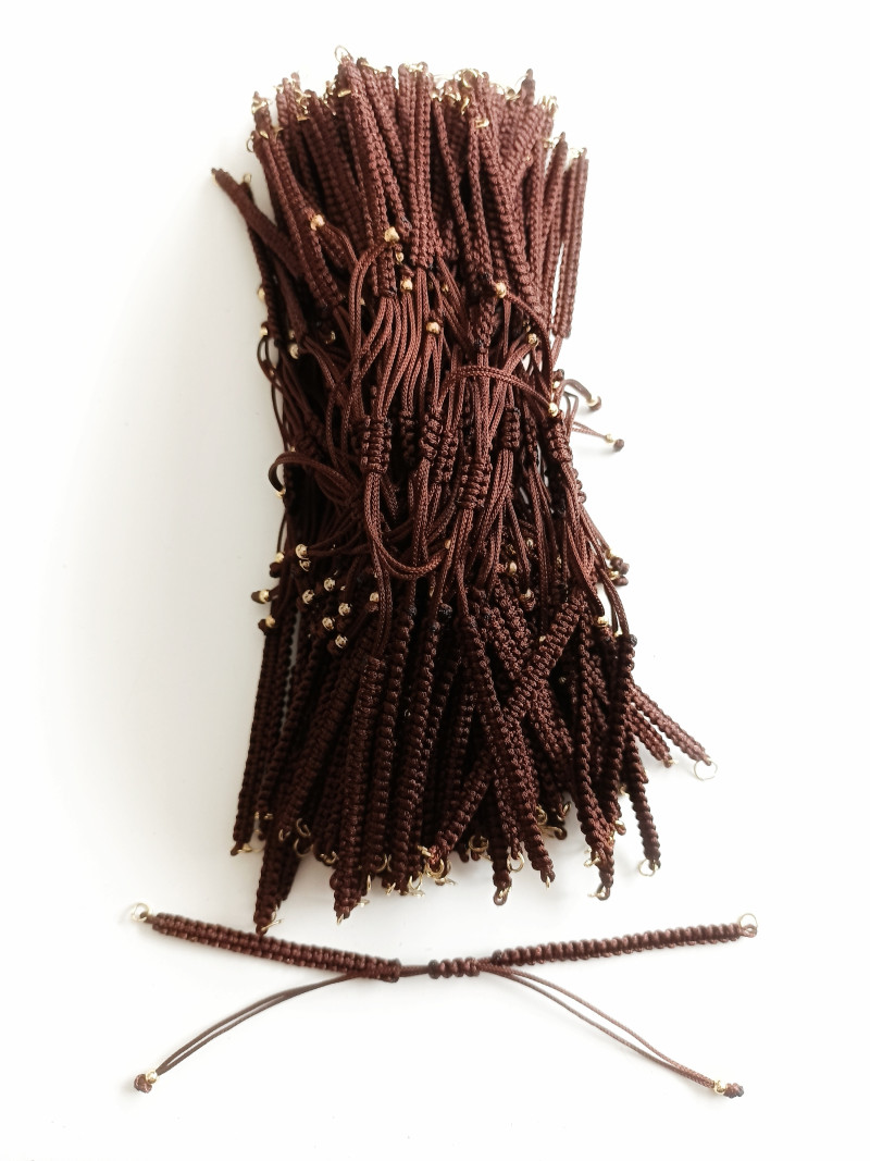 Hazır Asansörlü Makrome Örgü Bileklik İpi Kahve