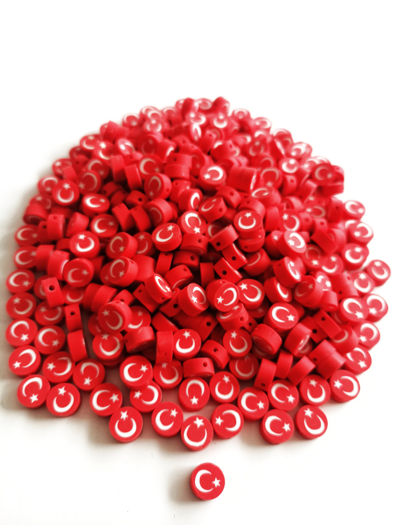 Fimo Ara Boncuk Türk Bayrağı