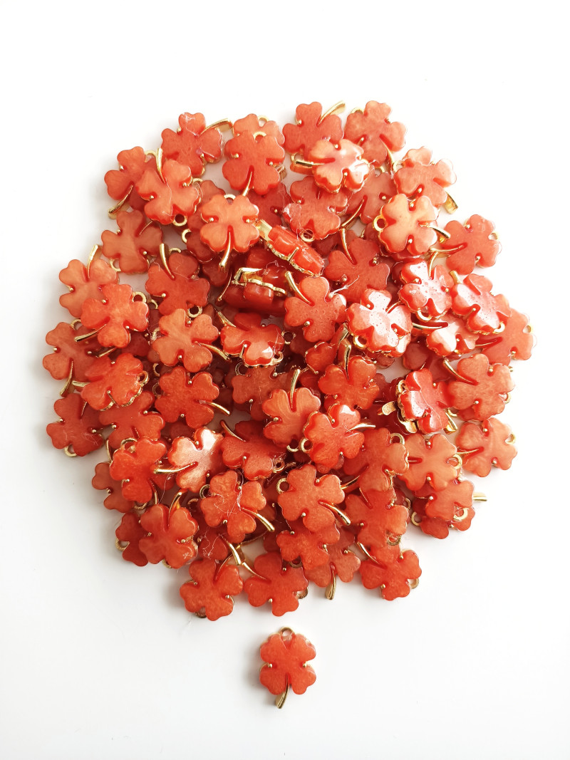 Gold Turuncu Yonca Tek Kulp Takı Ucu