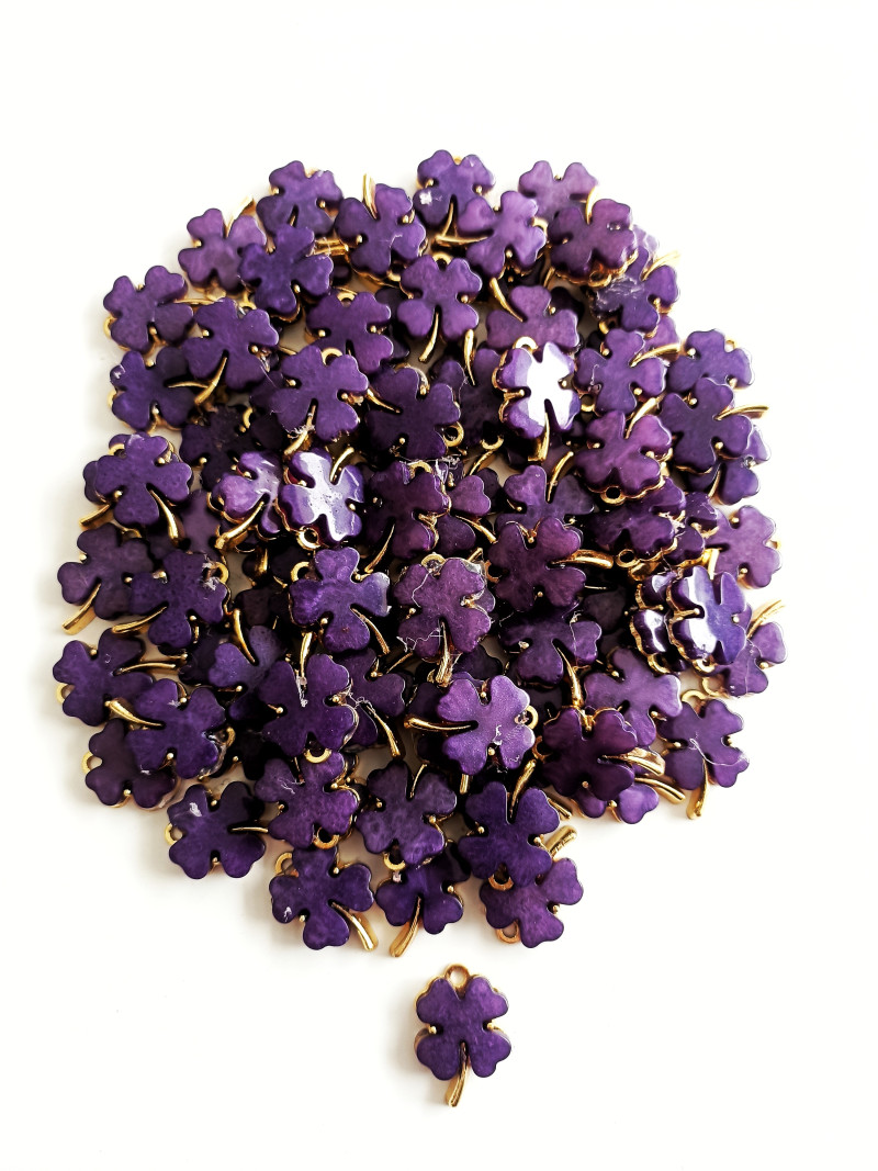 Gold Mor Yonca Tek Kulp Takı Ucu