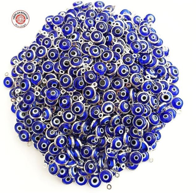  Gümüş Kaplama Kasalı Nazar Boncuğu(Mavi)